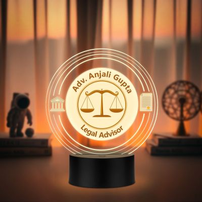 Personalized Advocate LED Lamp, Custom Name Acrylic Light with Warm White Light Advocate Office Decorative Desk Lamp with Black Base GIF for Lawyer & Advocate